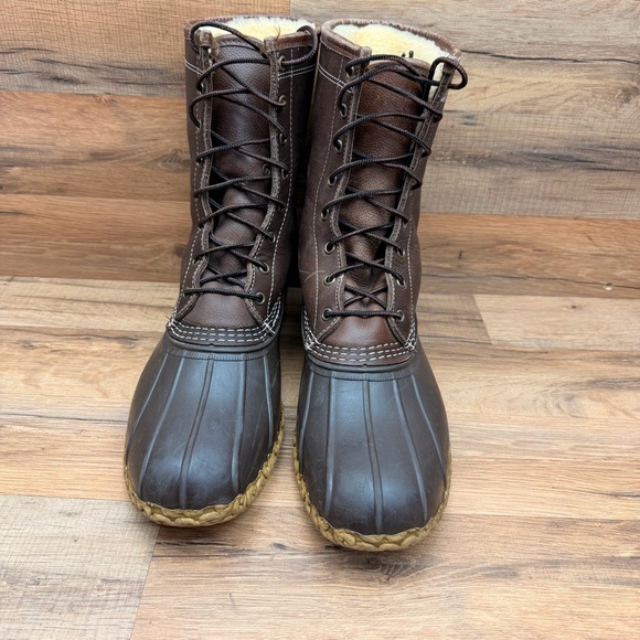 LL Bean men size 12 Duck Boots Shearling Lamb Fur Lined Winter 10" - Picture 3 of 10